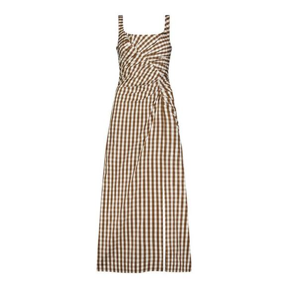 Lela Rose Plaid Taffeta Maxi Dress Walnut - US 2 - Picture 5 of 5